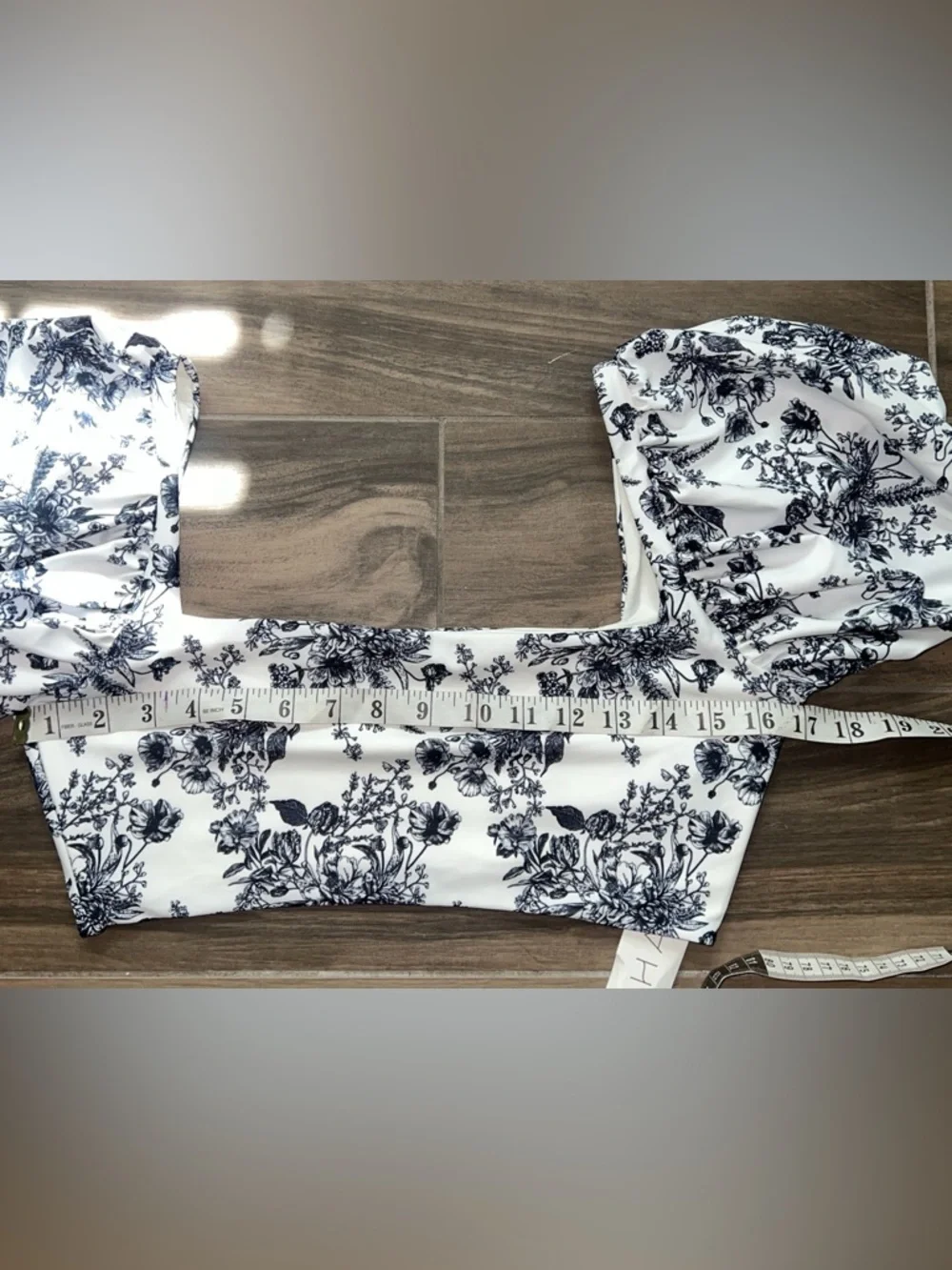NWT Phax Swim Puff Sleeve Bikini Crop Top Only Size Large